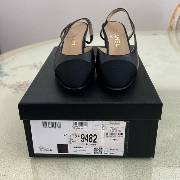 CHANEL black Slingbacks size 7 - Picture 1 of 4